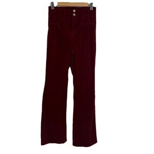 Avec Les Filles Womens Corduroy Flare Leg Pants Size 8 Red Whimsigoth Valentine